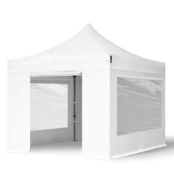 TOOLPORT Összecsukható pavilon, acél, 3x3m, 4 oldalpanellel együtt, fehér Pavilon sátor, Piaci sátor, Pop up sátor - (600112)