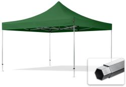 TOOLPORT Összecsukható pavilon, Aluminium, 4x4m, oldalpanelek nélkül, sötét zöld Pavilon sátor, Piaci sátor, Pop up sátor - (600191)