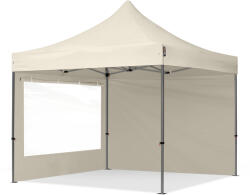 TOOLPORT Összecsukható pavilon, acél, 3x3m, 2 oldalpanellel együtt, pezsgő szín Pavilon sátor, Piaci sátor, Pop up sátor - (600013)