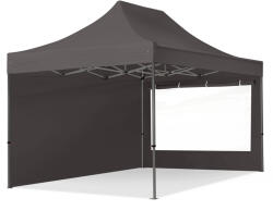 TOOLPORT Összecsukható pavilon, acél, 3x4, 5m, 2 oldalpanellel együtt, sötétszürke Pavilon sátor, Piaci sátor, Pop up sátor - (600054)