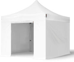 TOOLPORT Összecsukható pavilon, Aluminium, 3x3m, 4 oldalpanellel együtt, fehér Pavilon sátor, Piaci sátor, Pop up sátor - (578686)