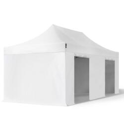 TOOLPORT Összecsukható pavilon, acél, 3x6m, 4 oldalpanellel együtt, fehér Pavilon sátor, Piaci sátor, Pop up sátor - (600125)