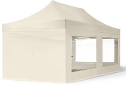 TOOLPORT Összecsukható pavilon, acél, 3x6m, 4 oldalpanellel együtt, pezsgő szín Pavilon sátor, Piaci sátor, Pop up sátor - (59050)