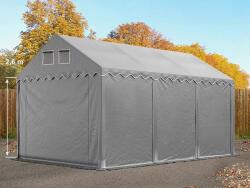 TOOLPORT Ipari sátor, 4x6m, PVC ponyva, szürke, padlókerettel, statikai megerősítés nélkül Raktár sátor - (7630BL)