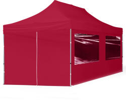 TOOLPORT Összecsukható pavilon, Aluminium, 3x6m, 4 oldalpanellel együtt, piros Pavilon sátor, Piaci sátor, Pop up sátor - (59151)
