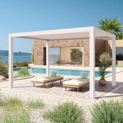 PRIMEYARD 3x4m Pergola, lamellás tetővel, fehér Bioklimatikus pergola - (400117)