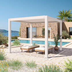 PRIMEYARD 3x3m Pergola, lamellás tetővel, fehér Bioklimatikus pergola - (400114)