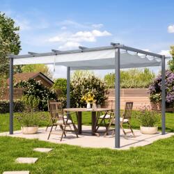 PRIMEYARD 3x4m Pergola, gyöngyházszürke, napvitorla, stone Bioklimatikus pergola - (400102)