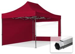 TOOLPORT Összecsukható pavilon, Aluminium, 3x4, 5m, 2 oldalpanellel együtt, piros Pavilon sátor, Piaci sátor, Pop up sátor - (600212)