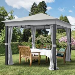 TOOLPORT Kerti pavilon, 3x3m, anyagtető, 4 oldalpanellel együtt, stone Szanetli, Kerti gazebo - (300044)