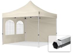 TOOLPORT Összecsukható pavilon, Aluminium, 3x3m, 2 oldalpanellel együtt, pezsgő szín Pavilon sátor, Piaci sátor, Pop up sátor - (600158)