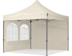 TOOLPORT Összecsukható pavilon, acél, 3x3m, 2 oldalpanellel együtt, pezsgő szín Pavilon sátor, Piaci sátor, Pop up sátor - (600012)