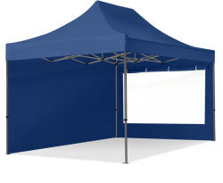 TOOLPORT Összecsukható pavilon, acél, 3x4, 5m, 2 oldalpanellel együtt, sötétkék Pavilon sátor, Piaci sátor, Pop up sátor - (600045)