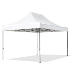 TOOLPORT Összecsukható pavilon, acél, 3x4, 5m, oldalpanelek nélkül, fehér Pavilon sátor, Piaci sátor, Pop up sátor - (600117)