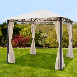 TOOLPORT Kerti pavilon, 3x3m, anyagtető, 4 oldalpanellel együtt, pezsgő szín Szanetli, Kerti gazebo - (300113)