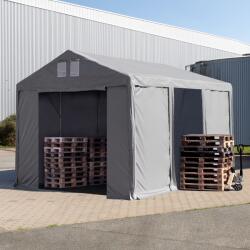 TOOLPORT Ipari sátor, 4x6m, PVC ponyva, szürke, padlókerettel, statikai megerősítéssel (beton alap) Raktár sátor - (94008)