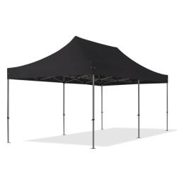 TOOLPORT Összecsukható pavilon, acél, 3x6m, oldalpanelek nélkül, fekete Pavilon sátor, Piaci sátor, Pop up sátor - (600120)