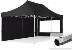 TOOLPORT Összecsukható pavilon, Aluminium, 3x6m, 2 oldalpanellel együtt, fekete Pavilon sátor, Piaci sátor, Pop up sátor - (600236)