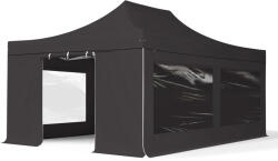 TOOLPORT Összecsukható pavilon, Aluminium, 4x6m, 4 oldalpanellel együtt, fekete Pavilon sátor, Piaci sátor, Pop up sátor - (59067)