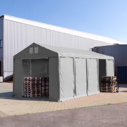 TOOLPORT Ipari sátor, 4x10m, PVC ponyva, szürke, padlókerettel, statikai megerősítés nélkül Raktár sátor - (79799)