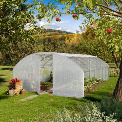 TOOLPORT Fóliás melegház, 4x6m, PE ponyva, fehér Fólia sátor - (8999)