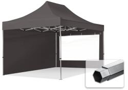 TOOLPORT Összecsukható pavilon, Aluminium, 3x4, 5m, 2 oldalpanellel együtt, sötétszürke Pavilon sátor, Piaci sátor, Pop up sátor - (600210)