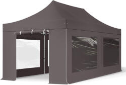 TOOLPORT Összecsukható pavilon, Aluminium, 3x6m, 4 oldalpanellel együtt, sötétszürke Pavilon sátor, Piaci sátor, Pop up sátor - (600227)