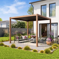 PRIMEYARD 3x3m Pergola, lamellás tetővel, tölgyfa kinézet Bioklimatikus pergola - (400106)