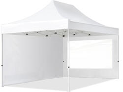 TOOLPORT Összecsukható pavilon, acél, 3x4, 5m, 2 oldalpanellel együtt, fehér Pavilon sátor, Piaci sátor, Pop up sátor - (59048)
