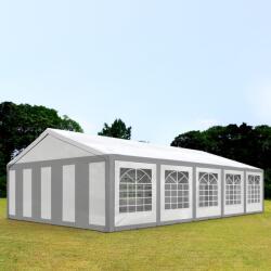 TOOLPORT Parti sátor, 5x10m, PE ponyva, szürke-fehér Sörsátor, Rendezvény sátor - (91124)