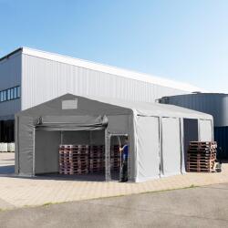 TOOLPORT Ipari sátor, 8x8m, PVC ponyva, szürke, padlókerettel, statikai megerősítéssel (föld alap) Raktár sátor - (93810)