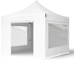 TOOLPORT Összecsukható pavilon, Aluminium, 3x3m, 4 oldalpanellel együtt, fehér Pavilon sátor, Piaci sátor, Pop up sátor - (600147)
