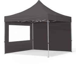 TOOLPORT Összecsukható pavilon, Aluminium, 3x3m, 2 oldalpanellel együtt, sötétszürke Pavilon sátor, Piaci sátor, Pop up sátor - (59005)