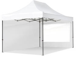 TOOLPORT Összecsukható pavilon, acél, 3x4, 5m, 2 oldalpanellel együtt, fehér Pavilon sátor, Piaci sátor, Pop up sátor - (600060)