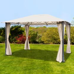 TOOLPORT Kerti pavilon, 3x4m, anyagtető, 4 oldalpanellel együtt, pezsgő szín Szanetli, Kerti gazebo - (300114)