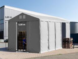 TOOLPORT Ipari sátor, 5x10m, PVC ponyva, szürke, padlókerettel, statikai megerősítéssel (föld alap) Raktár sátor - (93789)