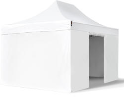 TOOLPORT Összecsukható pavilon, acél, 3x4, 5m, 4 oldalpanellel együtt, fehér Pavilon sátor, Piaci sátor, Pop up sátor - (600061)