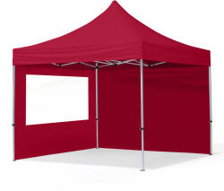 TOOLPORT Összecsukható pavilon, Aluminium, 3x3m, 2 oldalpanellel együtt, piros Pavilon sátor, Piaci sátor, Pop up sátor - (59013)