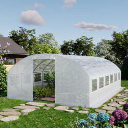 TOOLPORT Fóliás melegház, 4x6m, PE ponyva, fehér Fólia sátor - (8944)