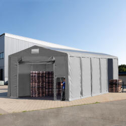 TOOLPORT Ipari sátor, 8x24m, PVC ponyva, szürke, padlókerettel, statikai megerősítéssel (beton alap) Raktár sátor - (94278)