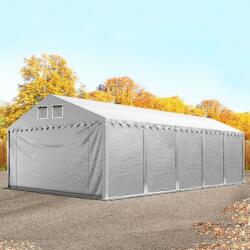 TOOLPORT Ipari sátor, 5x10m, PVC ponyva, szürke, padlókerettel, statikai megerősítéssel (föld alap) Raktár sátor - (49870)