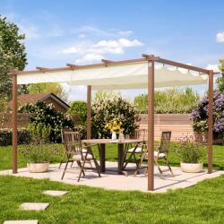 PRIMEYARD 3x4m Pergola, fa hatású, napvitorla, pezsgő szín Bioklimatikus pergola - (400103)