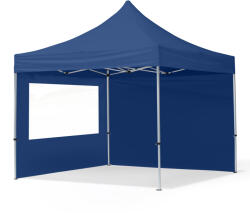TOOLPORT Összecsukható pavilon, Aluminium, 3x3m, 2 oldalpanellel együtt, sötétkék Pavilon sátor, Piaci sátor, Pop up sátor - (59000)