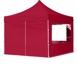 TOOLPORT Összecsukható pavilon, Aluminium, 3x3m, 4 oldalpanellel együtt, piros Pavilon sátor, Piaci sátor, Pop up sátor - (59014)