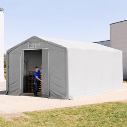 TOOLPORT Ponyva csarnok, 5x8m, PVC ponyva, szürke, statikai megerősítéssel (föld alap) Ponyva raktár - (93859)