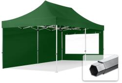 TOOLPORT Összecsukható pavilon, Aluminium, 3x6m, 2 oldalpanellel együtt, sötét zöld Pavilon sátor, Piaci sátor, Pop up sátor - (600234)