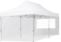 TOOLPORT Összecsukható pavilon, Aluminium, 3x6m, 2 oldalpanellel együtt, fehér Pavilon sátor, Piaci sátor, Pop up sátor - (59033)