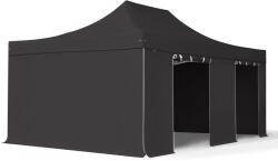 TOOLPORT Összecsukható pavilon, Aluminium, 4x6m, 4 oldalpanellel együtt, fekete Pavilon sátor, Piaci sátor, Pop up sátor - (59066)