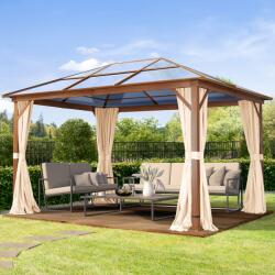 TOOLPORT Kerti pavilon, 3x4m, keménytető, 4 oldalpanellel együtt, pezsgő szín Szanetli, Kerti gazebo - (301346)