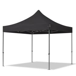 TOOLPORT Összecsukható pavilon, acél, 3x3m, oldalpanelek nélkül, fekete Pavilon sátor, Piaci sátor, Pop up sátor - (600106)